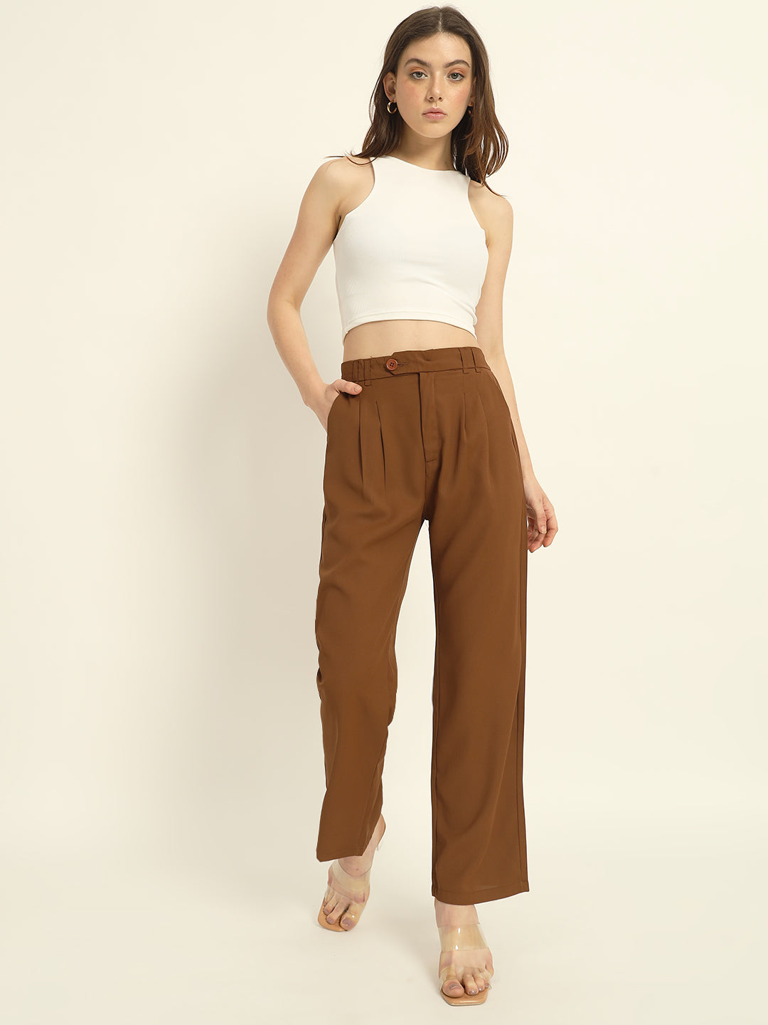 Pleated Korean Pants Brown