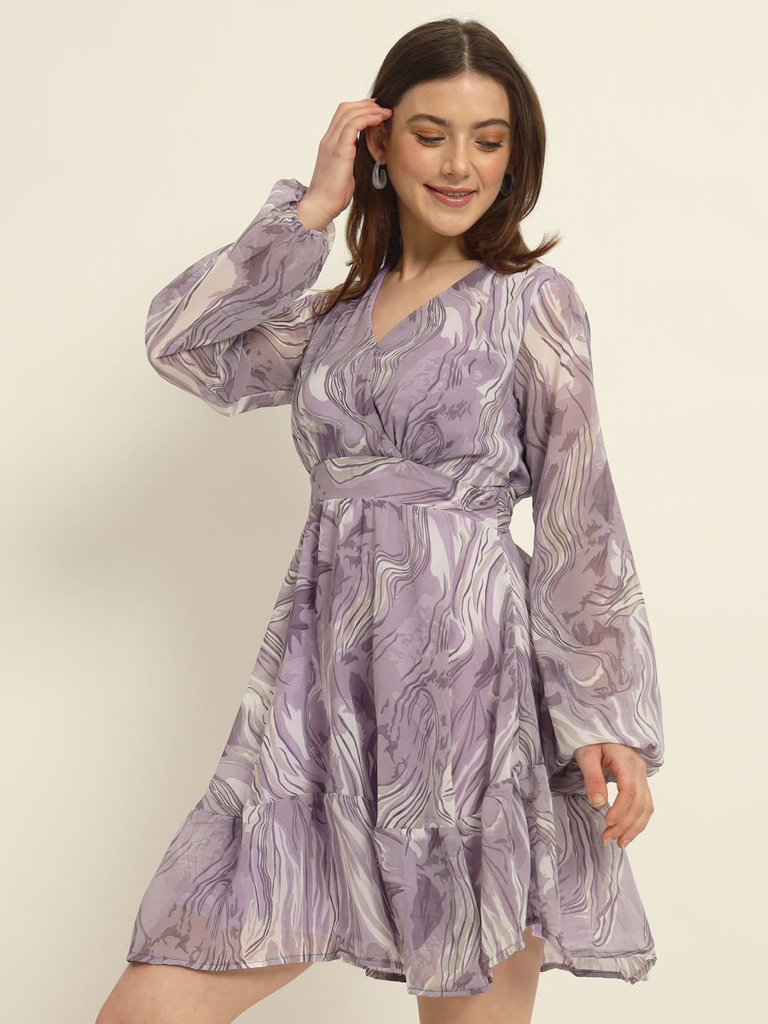 Women Abstract Dress-Lilac