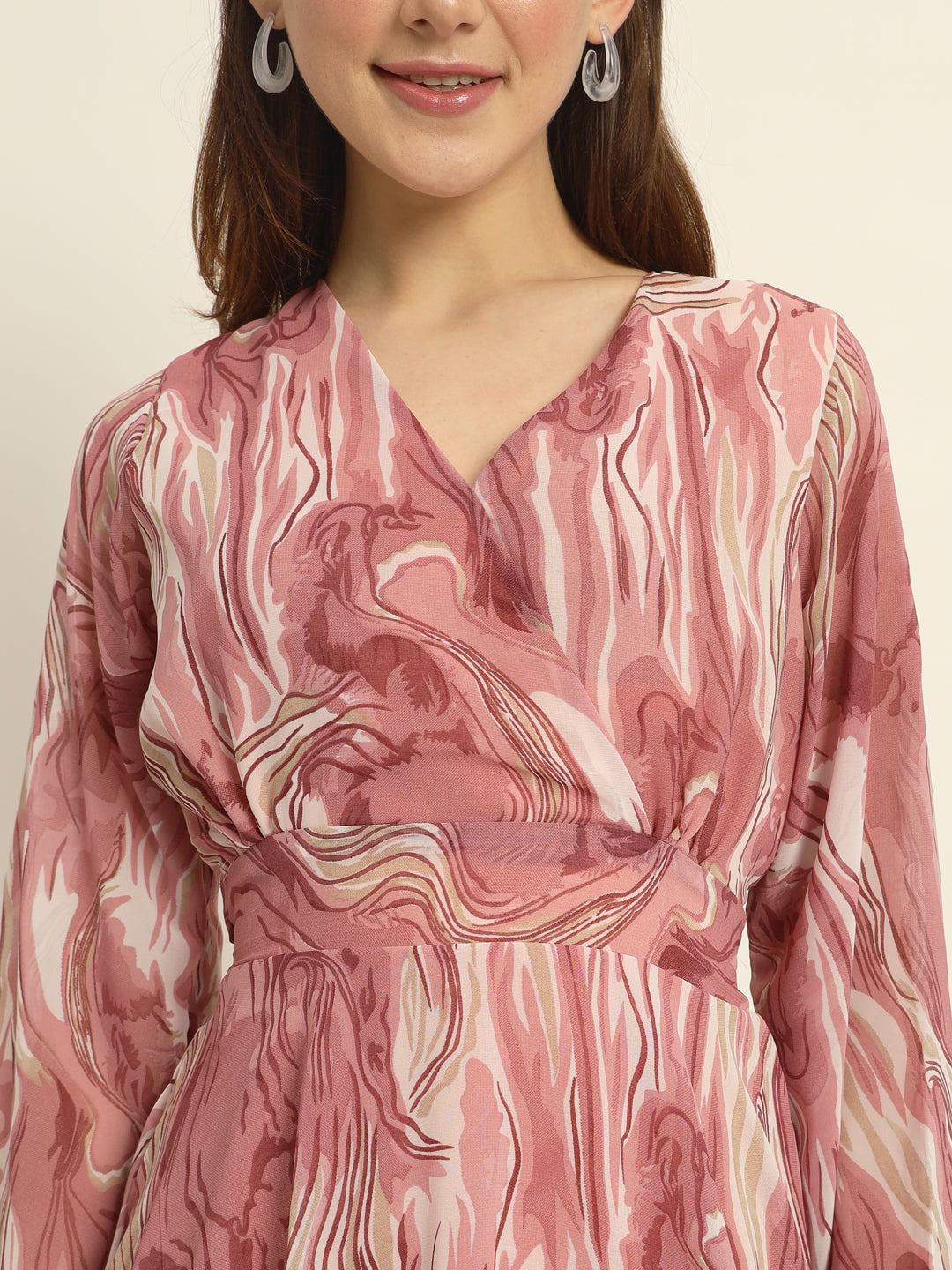 Women Abstract Dress-Pink