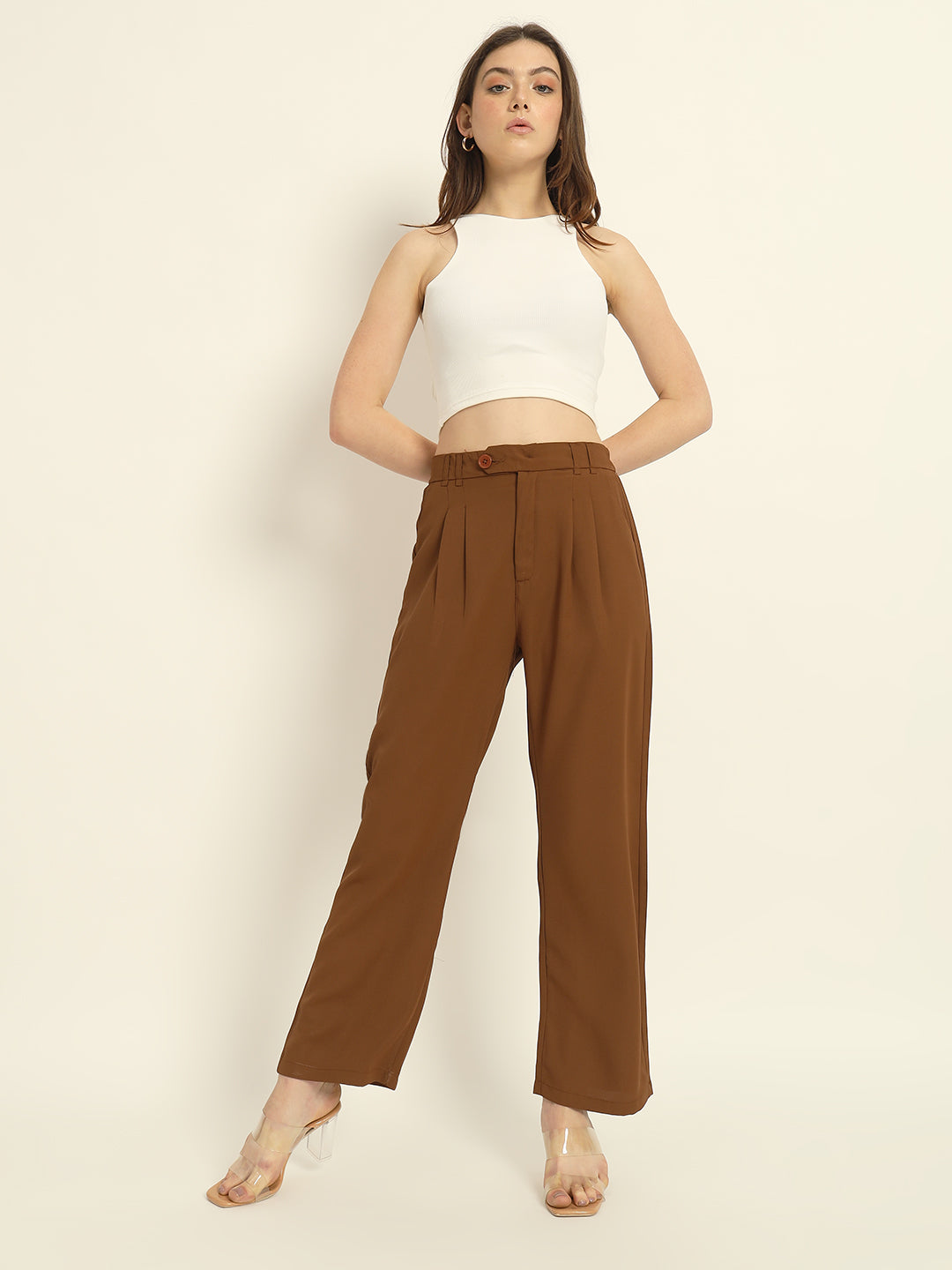 Pleated Korean Pants Brown