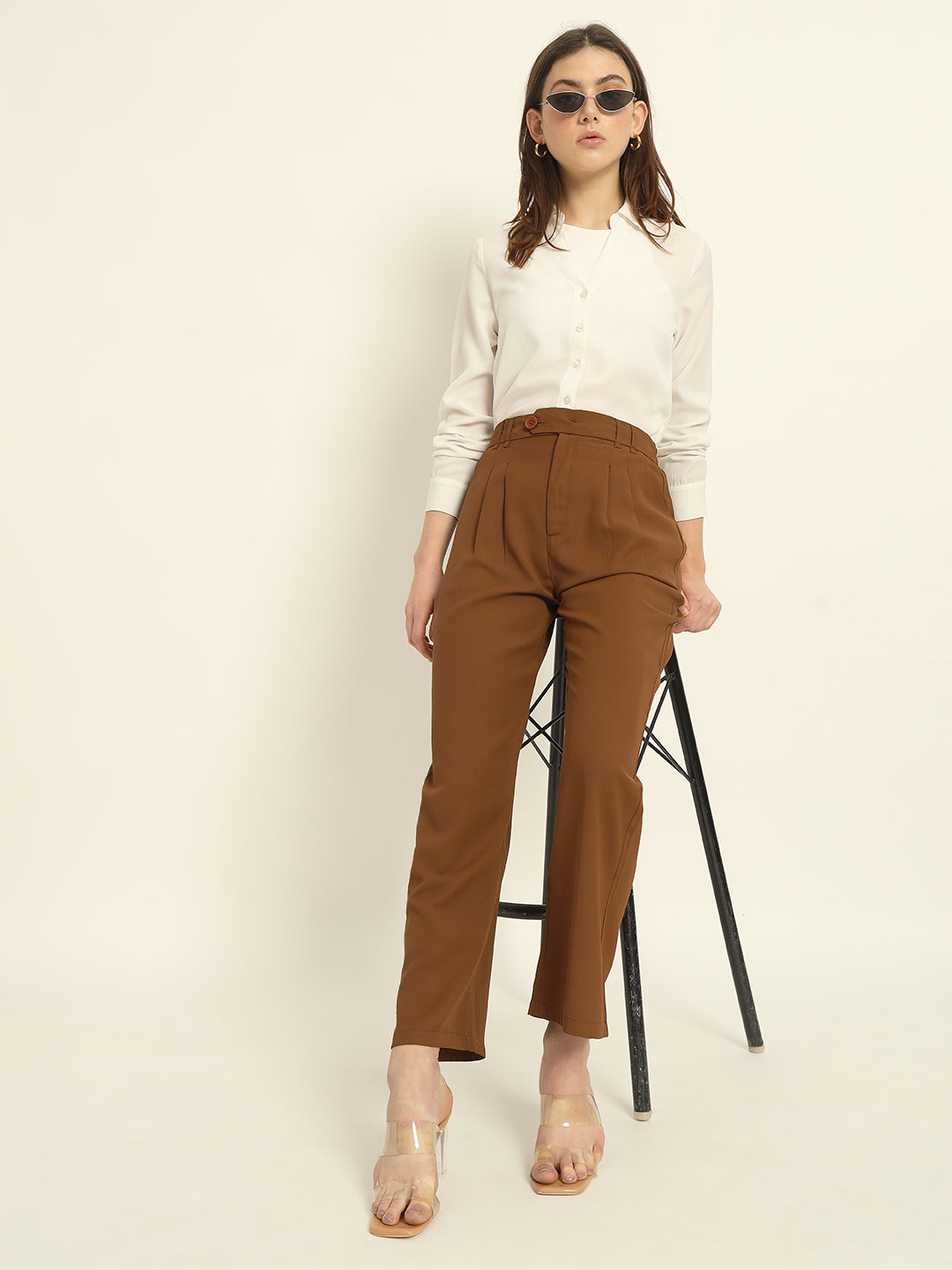 Pleated Korean Pants Brown