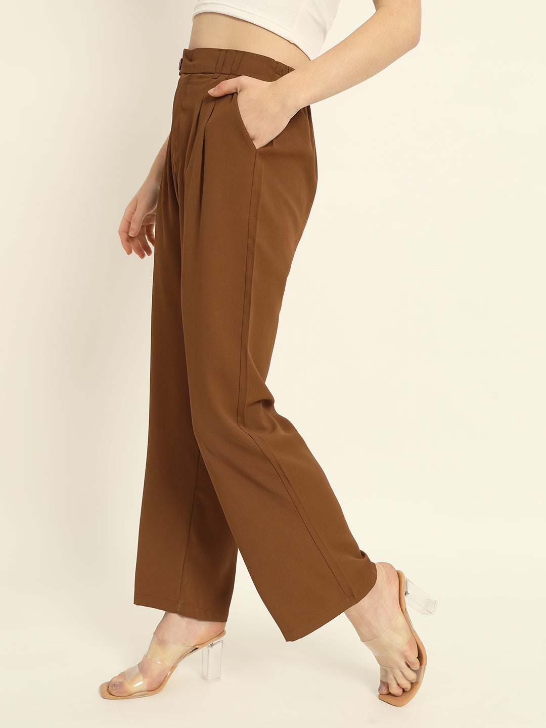 Pleated Korean Pants Brown