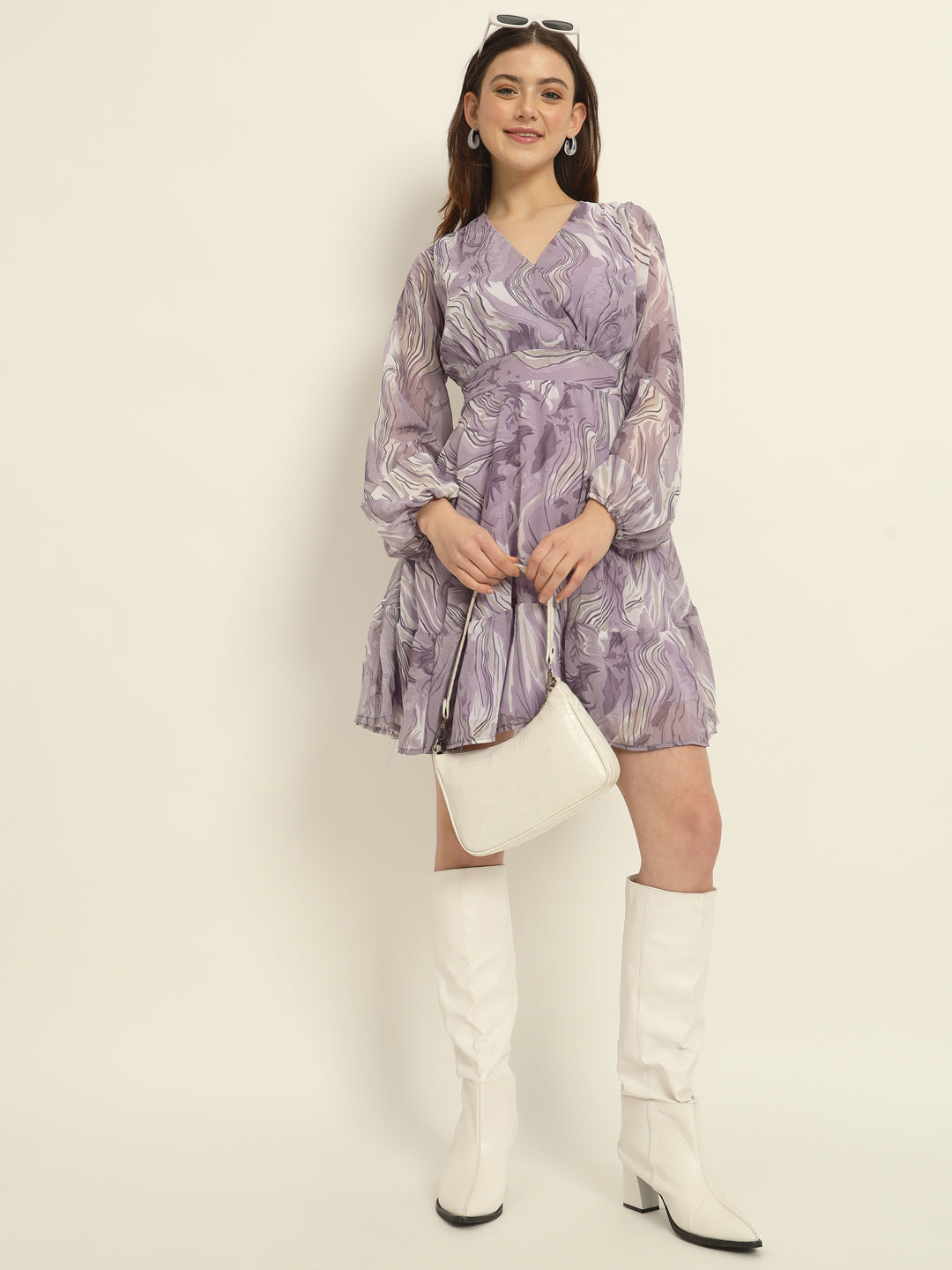 Women Abstract Dress-Lilac