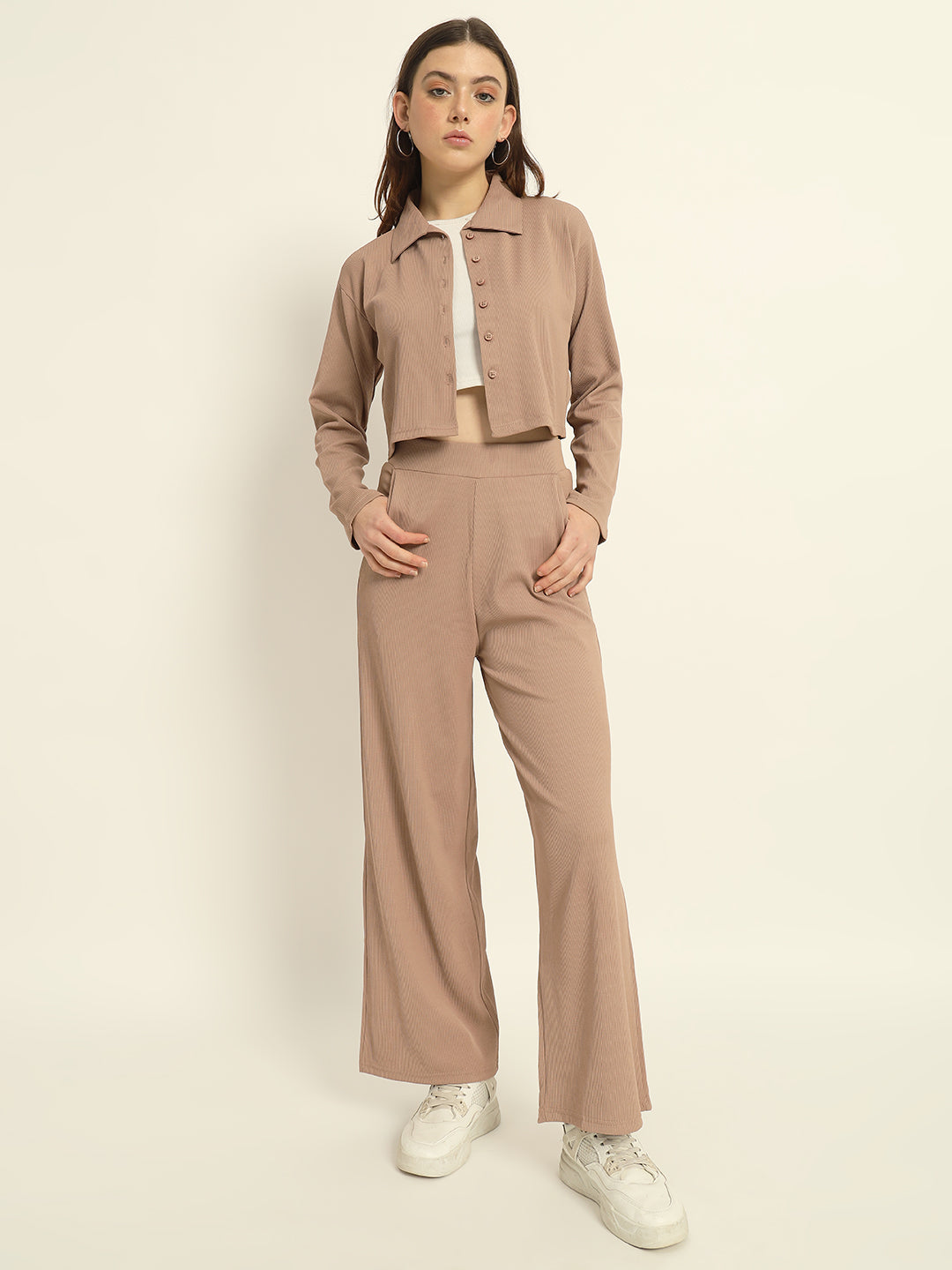 Cropped Co ord set Light Coffee