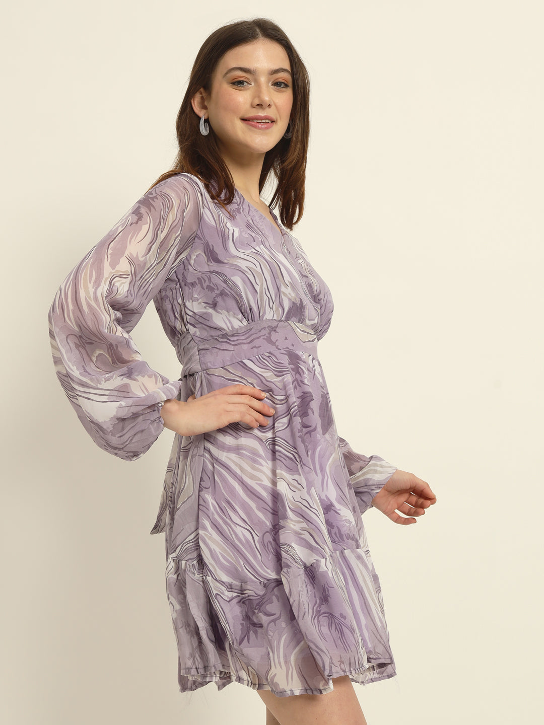 Women Abstract Dress-Lilac